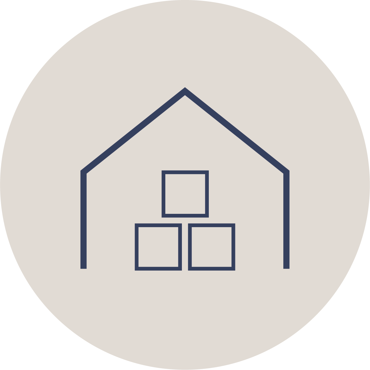 Beiger Kreis mit Haus und Weinglas