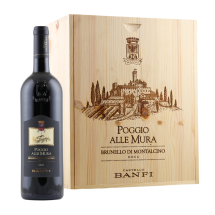 6 Fl. Castello Banfi Poggio alle Mura Brunello di Montalcino 2021 + original Holzkiste | KI-generiert