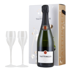 Champagne Taittinger Brut Reserve + 2 Original-Gläser in Geschenkbox