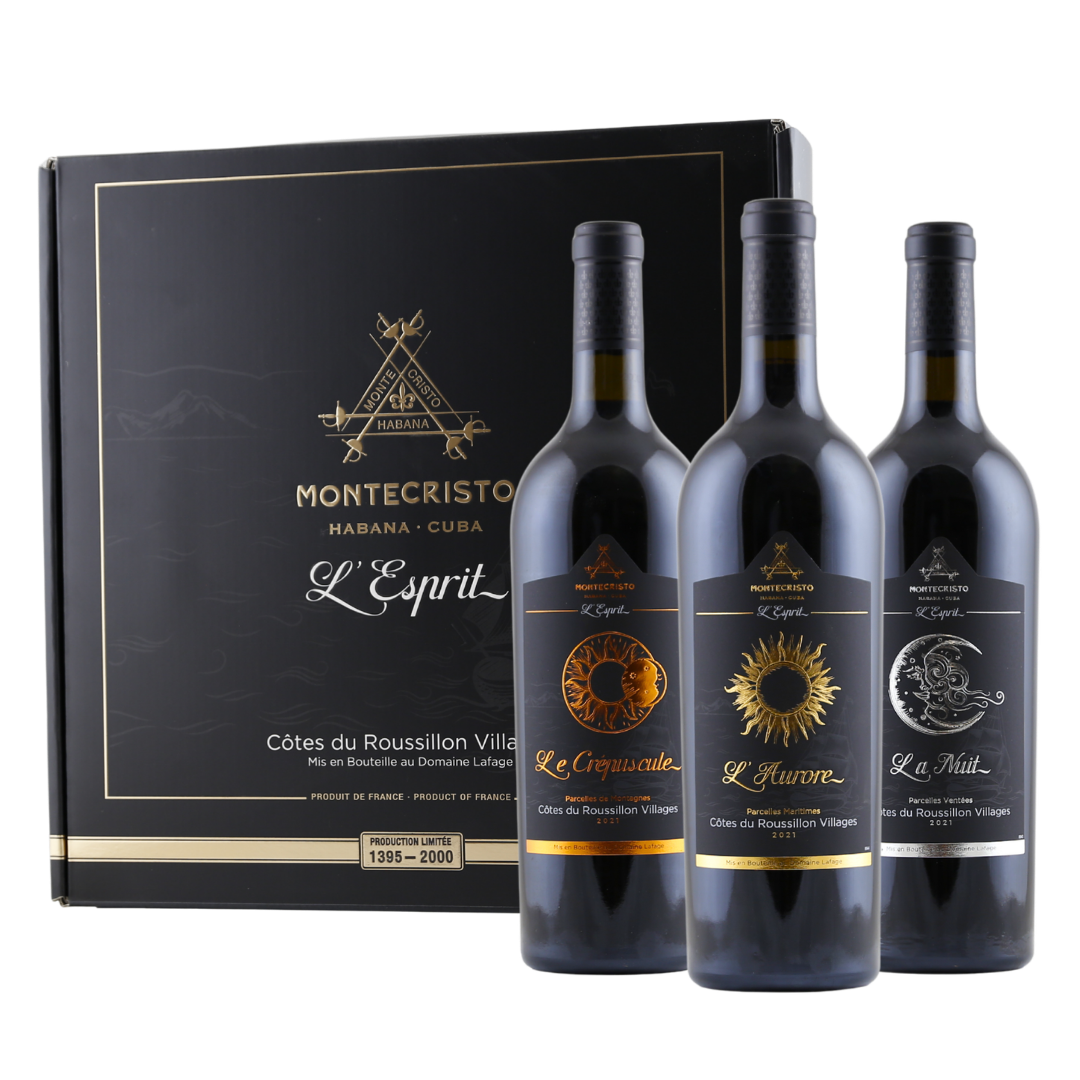 Rotwein 3er Set Montecristo in GK (La Nuit 2021/Le Crépuscule 2021/L'Aurore 2021) trocken