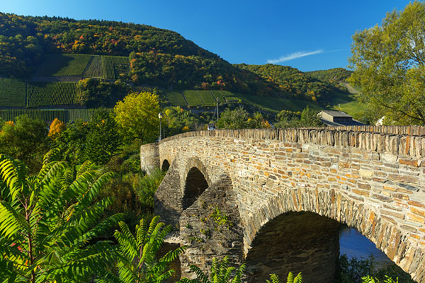 Brücke im Ahrtal Weinanbau