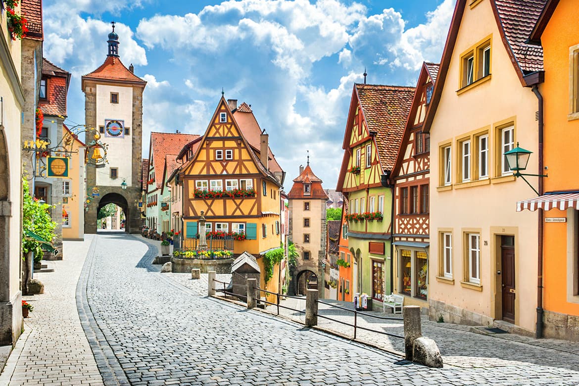 Die schönen Gassen in Rothenburg, Deutschland